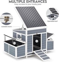 56" Outdoor Chicken Coop, Large Wooden Chicken Hutch Cage with 6 Nesting Boxes 14
