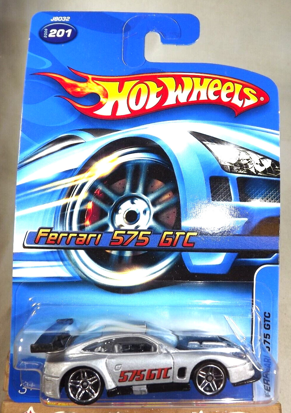 2006 Hot Wheels Mainline/Collector #201 FERRARI 575 GTC Gray w/Pr5 Sp '06 Card