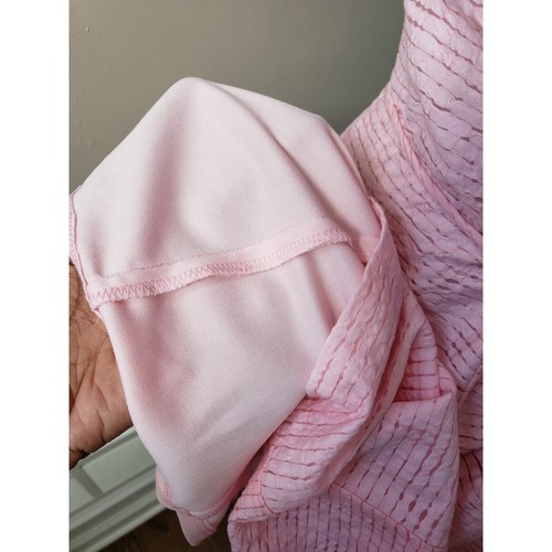 Pappagallo Knee Length Dress Womens 12 Pink Cotton Tie Waist Round Neck Back Zip - Picture 13 of 16