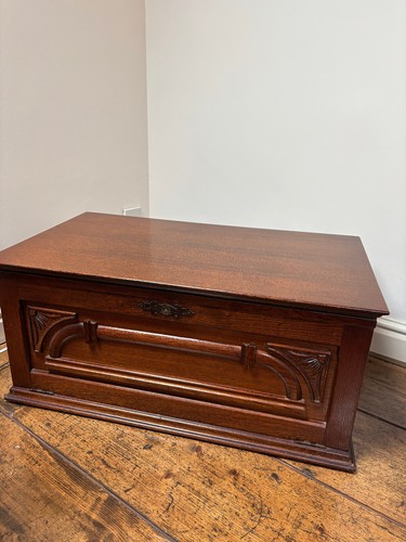 Vintage Oak Solid Wood TV Stand with Media Shelf - Picture 5 of 9