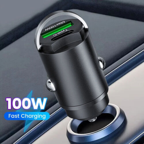 100W USB Phone Charger Type C QC3.0 Black Fast Charging Car Interior Accessories - Picture 1 of 11