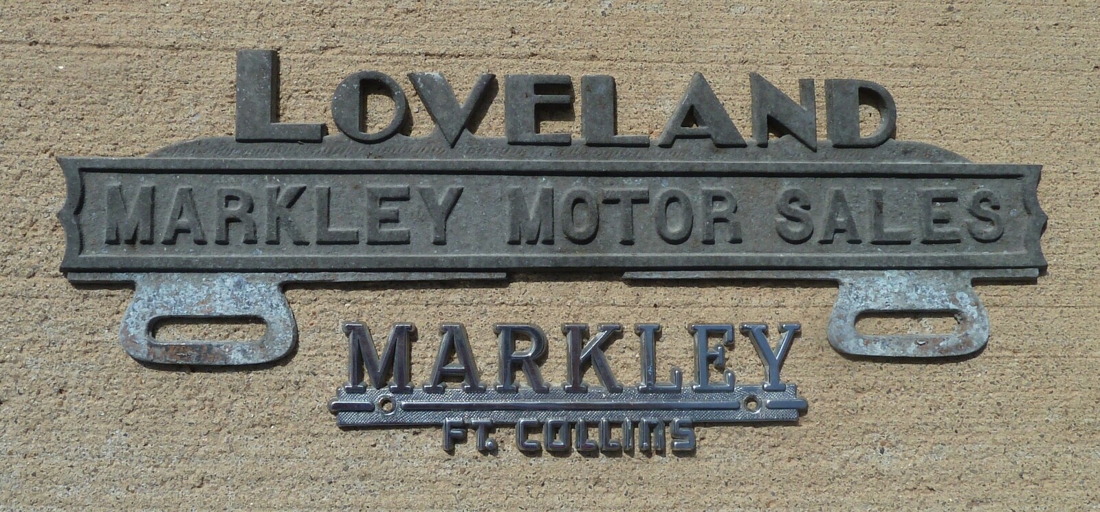 Vintage Markley Motors Loveland Colorado License Plate Topper Near