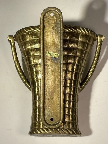 VTG Lillian Vernon 3691 5" Woven Look Basket Door Knocker Antiqued Brass In Box - Picture 10 of 24