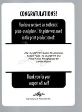2021 Leaf Perfect Game All-American Yellow Print Plate #BA-JH2 Jayden Hylton 1/1