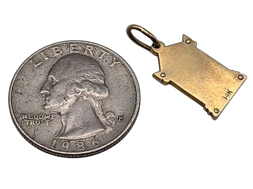 VINTAGE Solid 14k Yellow Gold / Enamel Ladies Charm Pendant - Picture 3 of 3