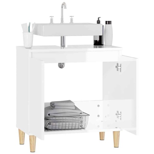 Sink Cabinet under Sink Storage Bathroom Vanity Unit Engineered Wood - Picture 27 of 51