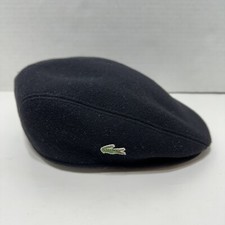 Lacoste Unisex Wool Flat Cap Beret Hat Black Size 3