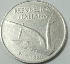 Italia moneta Republica del 1980 10 lire Circolata 