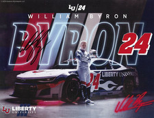 2023 William Byron Liberty University Signed Auto 8.5x11 Hero Card Photo COA