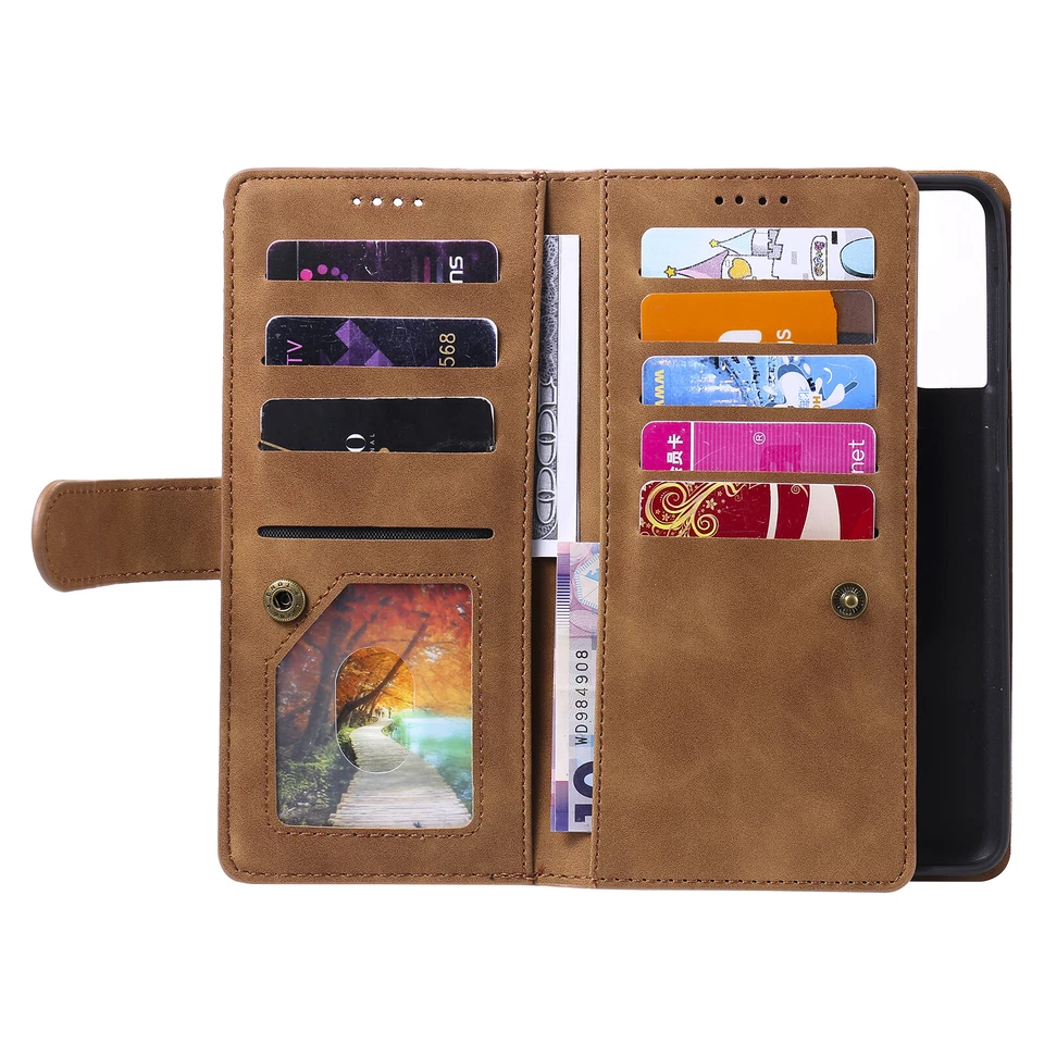 Funda rígida billetera de cuero con cremallera para Samsung S25 Edge S25 Ultra S24 S23 S22+ Foto 3 de 4