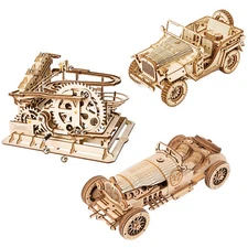 ROKR 3PCS Laser Cutting  3D Wooden Puzzle Model Kit Xmas Gift for Friend/Kids