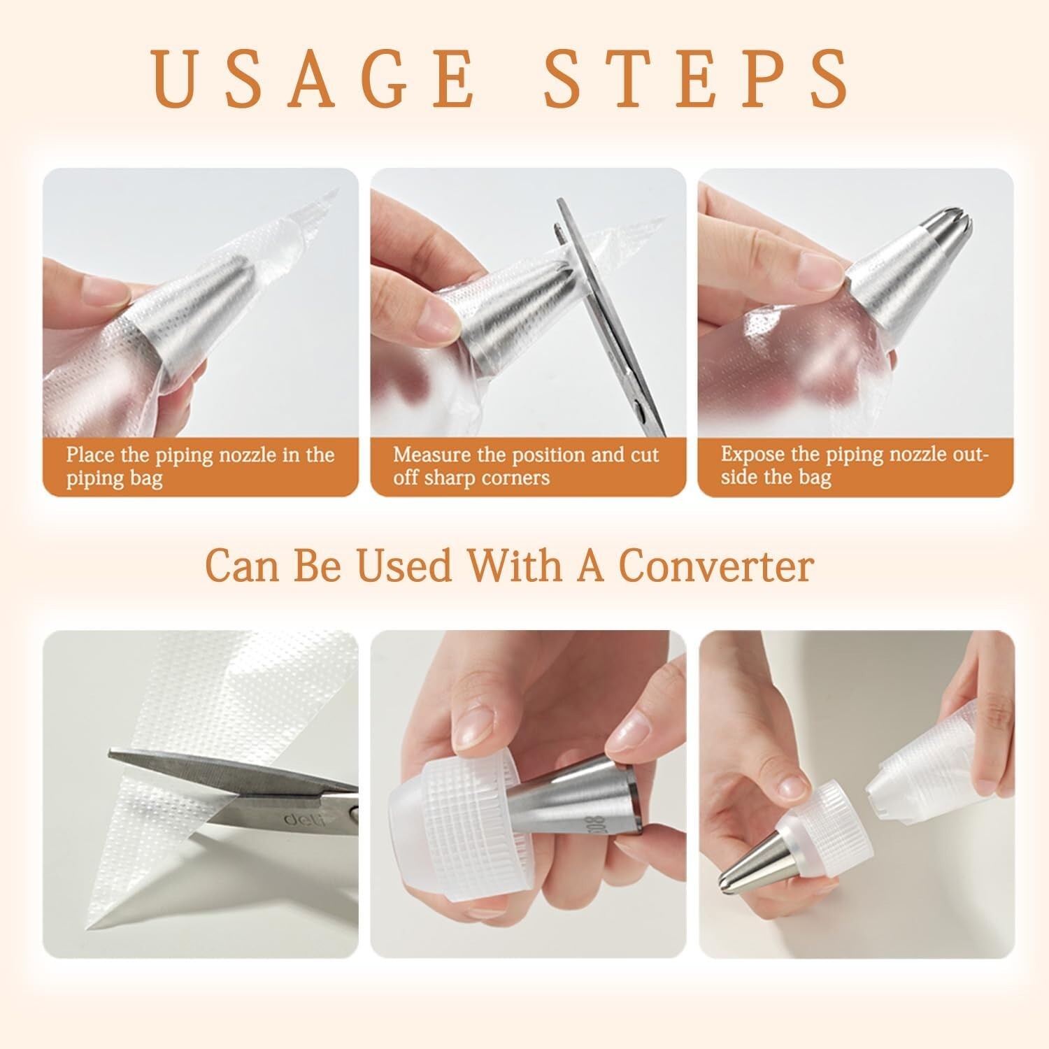 200 Pack 16 Inch Disposable Piping Bags Plastic Cake Icing Decorating Bags