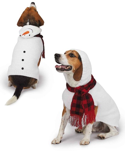Holiday Snowman Dog Sweater Acrylic Cute Ultra Soft Warm Scarf Plastic Buttons - Picture 16 of 40