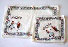 Vintage Stildukar Sweden Stil Dukar Table Placemats Napkins Folk Dancers