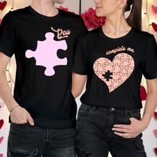 Couples Valentines Day Outfit Ideas Puzzle Piece Matching T-Shirts Tee #VD