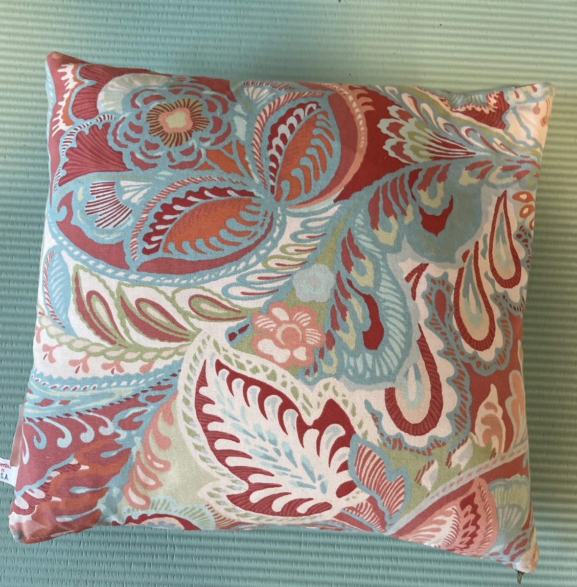 NEWPORT Feather Throw Pillows Set Blue coral PAISLEY/ pillows