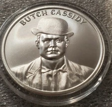 Butch Cassidy 1 oz .999 silver Wild West Legend Gun slinger colt 45 sundance kid
