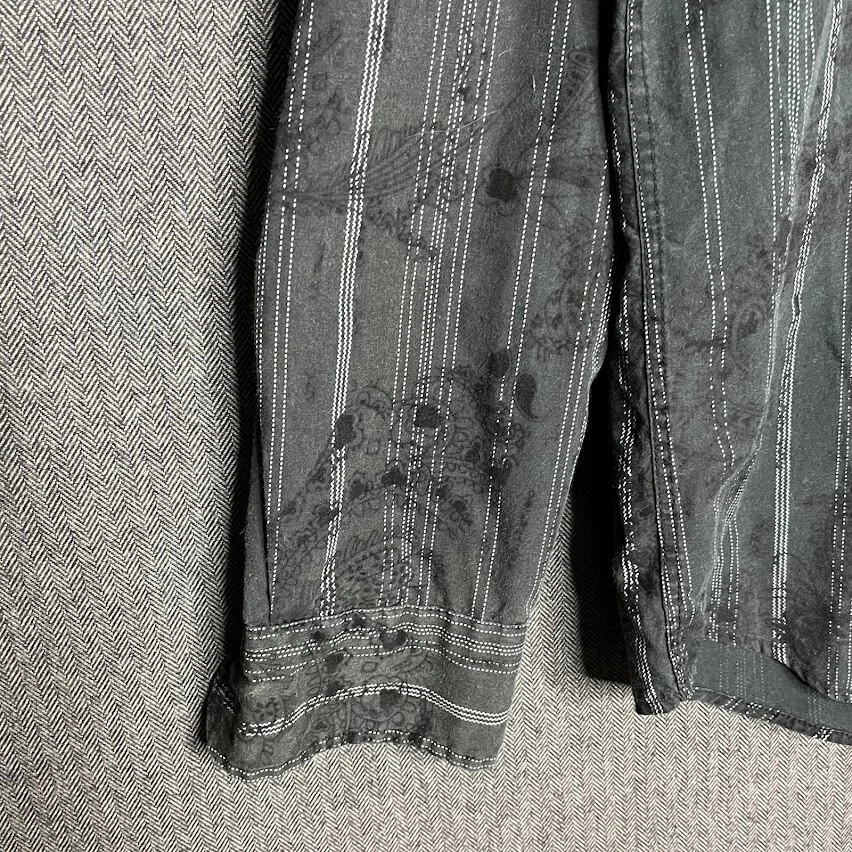 Helix Shirt Men's Large Black Button Down Collared Y2K Paisley Grunge Goth  - Image 4 of 4