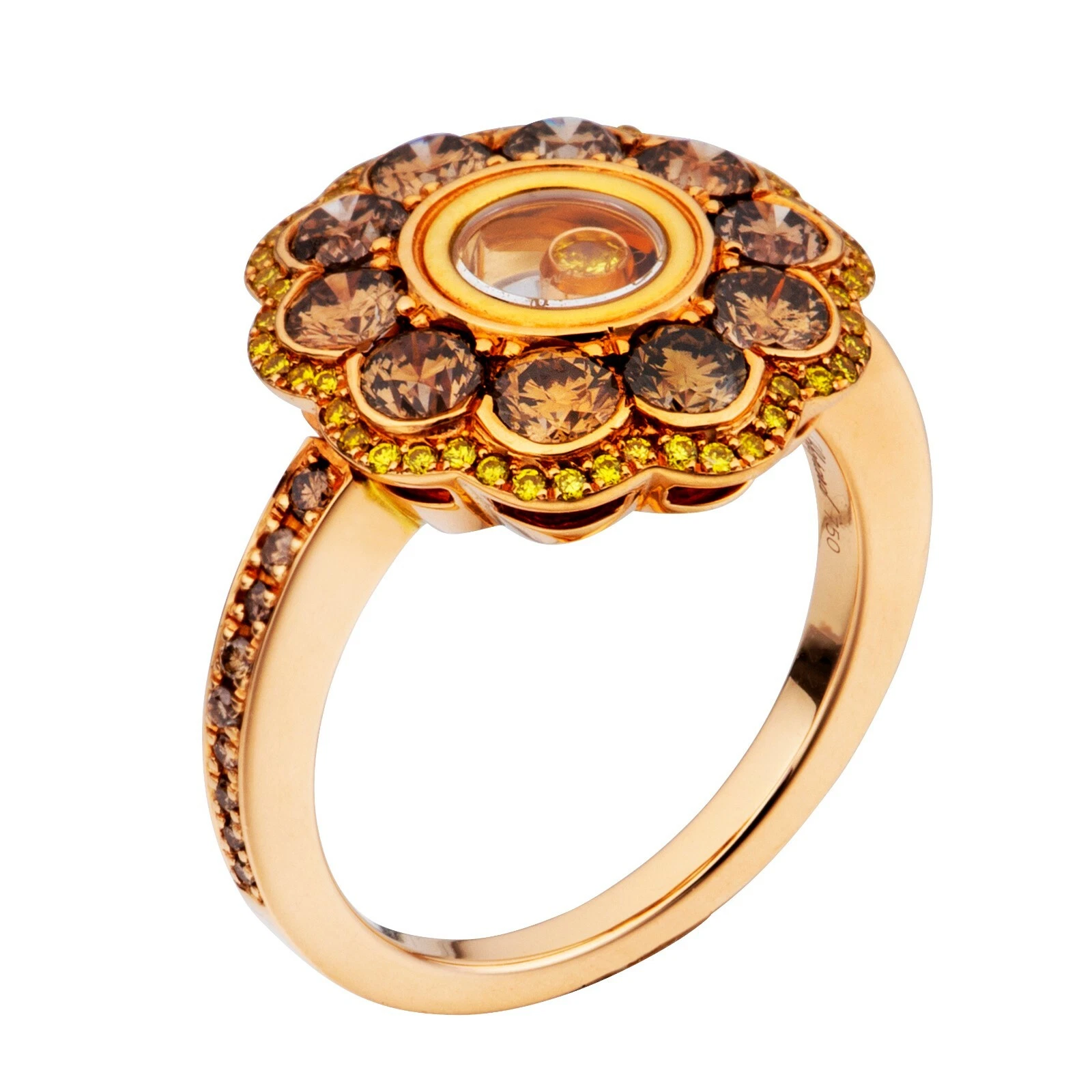 Chopard — Chopard Happy Diamonds 18K Rose Gold Pave Diamond Flower Ring New Retail