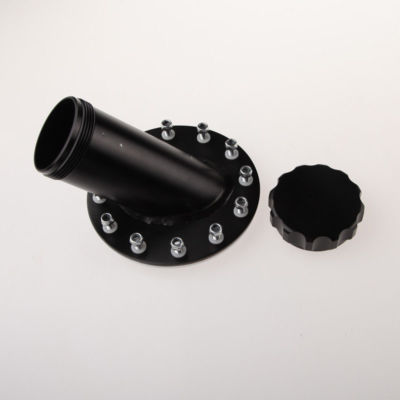 US Black Aluminum Fuel Cell Fast Fill Filler Neck 45 Degree 12 Bolt Flange 