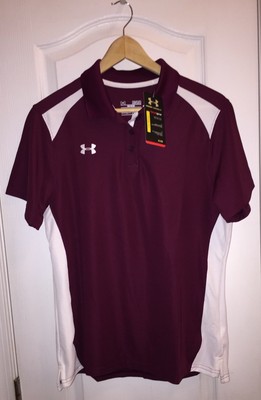 Nwt Under Armour Ua Team Maroon Farbblock Polo Kurzärmlig Top Damen 3XL