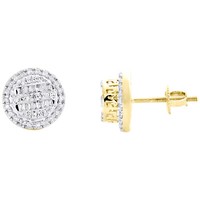 10K Gelbgold Baguette 10Mm Kreis Halo Griechische SchlüSsel Ohrstecker 1/3 Ct