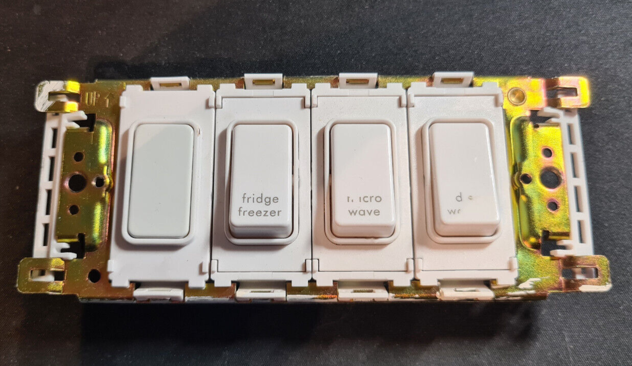 Schneider Grid Switch Microwave Fridge Freezer Dishwasher White 4 Gang