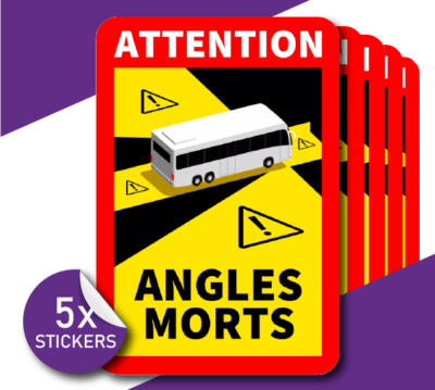 5 x A5 französische ''Angles Morts'' (toter Fleck) Reisebus Aufkleber