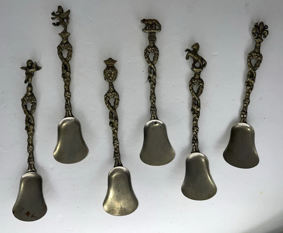 Juego de cuchara pala Italia recuerdo vintage adornado león caballo Cupido - ¿sal/azúcar? Foto 2 de 4