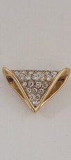 Vintage Antique Diamond Pendent Slide 14k Yellow Gold 21 Real Natural Diamonds