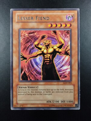 YUGIOH 2003 | LESSER FIEND | LOD-003 | NA OLD PRINT | RARE | VG-EXCELLENT (MP)