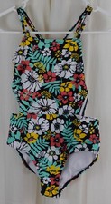 Kanu Surf Girls' Beach Sport Cut-Out One Piece Swimsuit Spring Bouquet Size 12