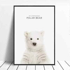 Lovely Animal Polar Bear Poster Picture Warm Cute Home Kids Room Art Wall Decor