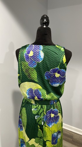 White House Black Market high low long dress green floral satin women’s size 6 - Picture 5 of 18
