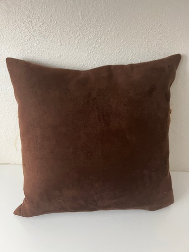 14x14 Suede Pillow Animal Print Cheetah Feathers & Beads Decorative Decor - Picture 4 of 8