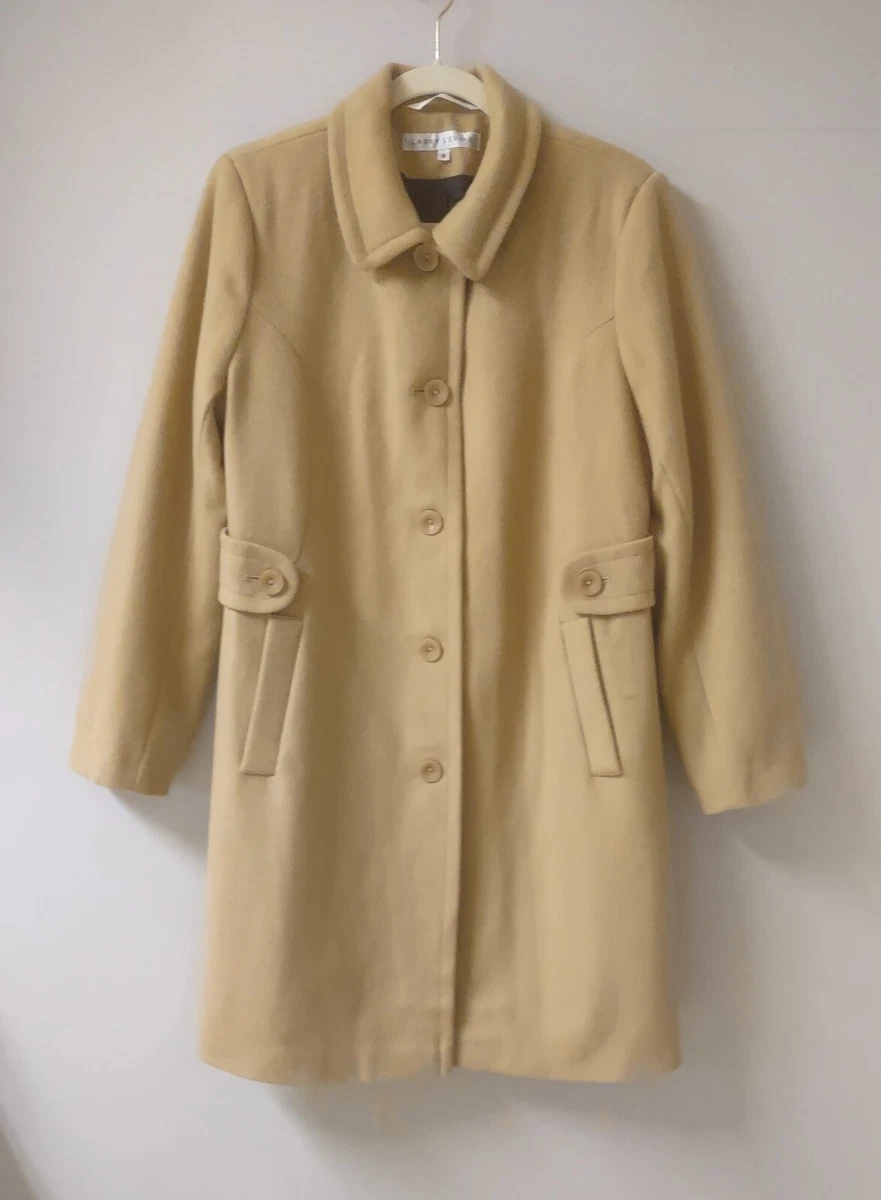 Larry Levine Tan Wool Lined Single Breast Coat Button Tabs Unworn