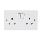 Wall Socket White Twin Double Plug Electric Switched Square Edge with Screws