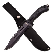 Survivor HK-793BK 12.75" Long/7.5" SS Black Sawback Serrated Blade
