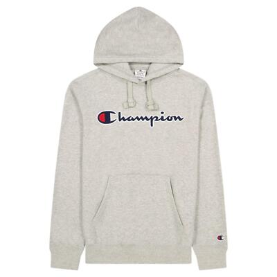 CHAMPION Herren Script Fleece Spellout Logo Hoodie Grau Retro Neu BNWT Bequem OG