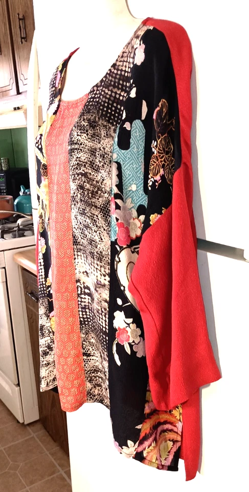 TOP TÚNICA MUJER CITRON SANTA MONICA MULTICOLOR MANGA 3/4 100% SEDA TALLA L Foto 3 de 4