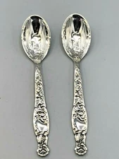 Heraldic by Whiting Div. of Gorham Sterling pair of Demitasse Spoons 4 1/8"
