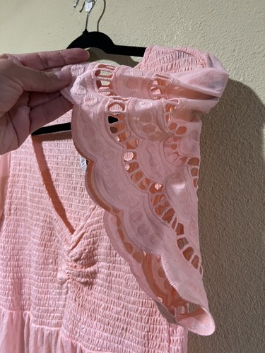 Torrid 2X Plus Pink Peach Smocked Eyelet Short Sleeve Tunic Top f1 - Picture 3 of 5