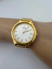 VTG Seiko Watch Women 32MM Gold Dial Gold Tone Round V701-2B80 New Battery