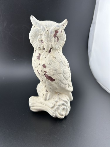 Vtg Perched Owl Cement Concrete Indoor & Outdoor Garden Bird Statue Art 7"