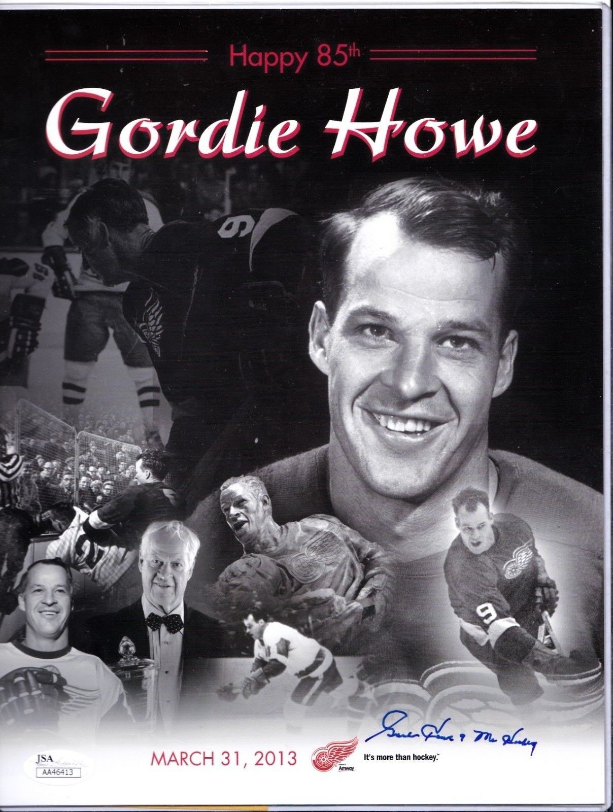 Gordie Howe Autographed Signed 8 X 10 Happy 85Th Red Wings Very JSA