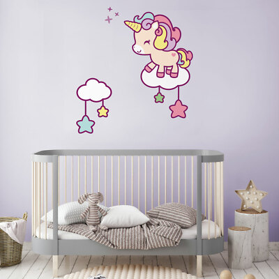 Cute unicorn and stars wall sticker Girls room décor Wall decals