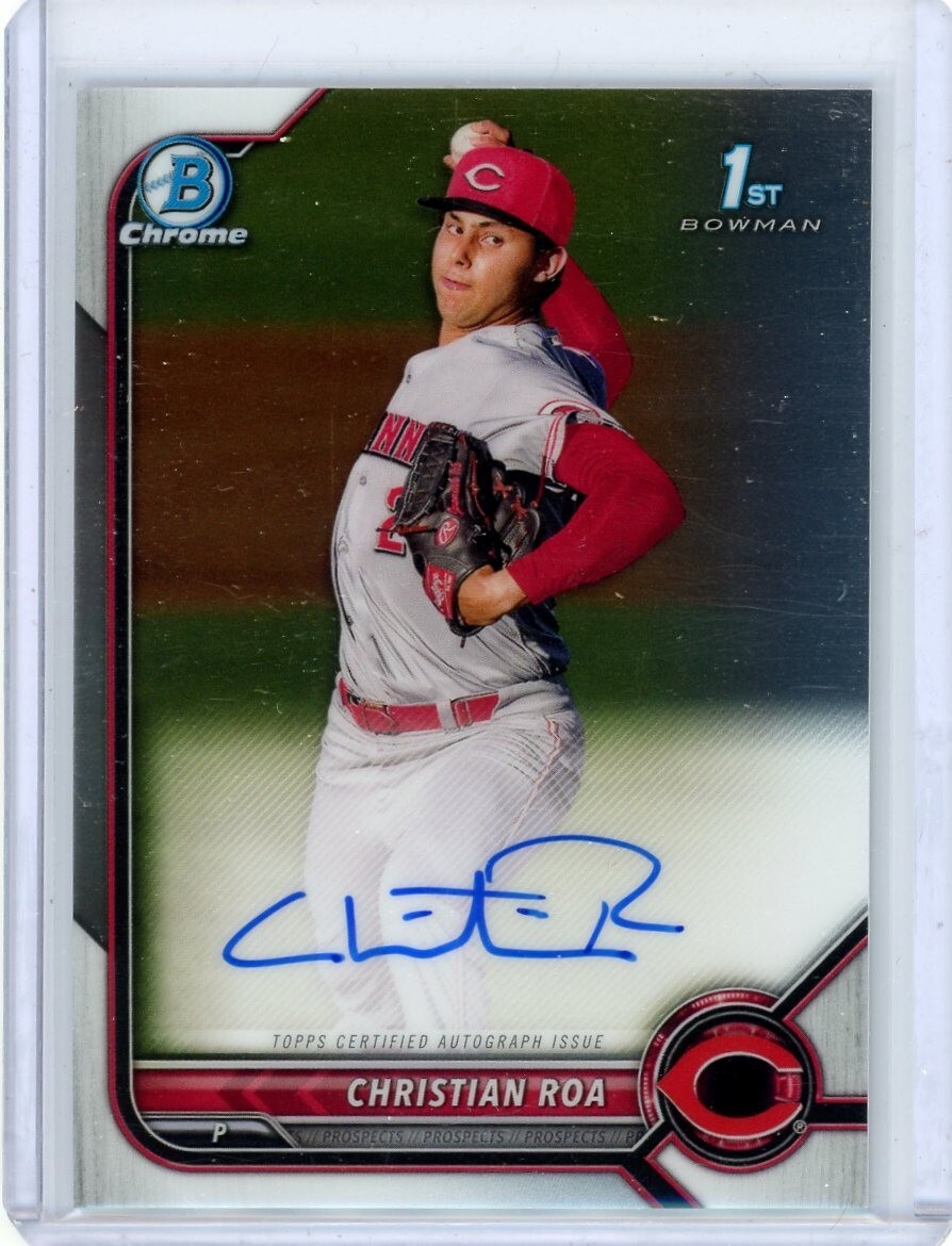 CHRISTIAN ROA 2022 1ST BOWMAN CHROME AUTO RC PROSPECT #CPA-CRA - CINCINATTI REDS