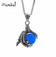 Stainless Steel Mens Blue Dragon Ball Pendant Necklace Game of Throne For Men