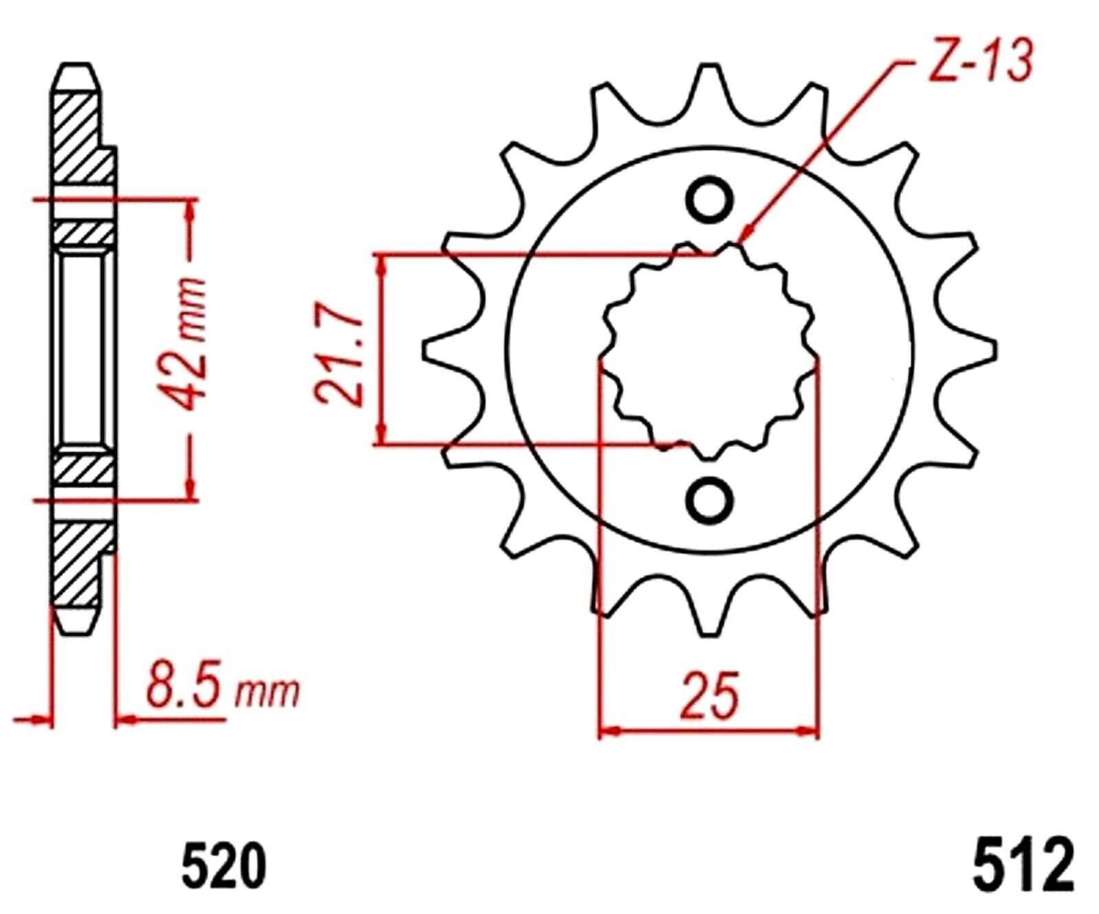 Pignon de sortie boîte 16Z KAWASAKI GPZ 500 S acier haute résistance