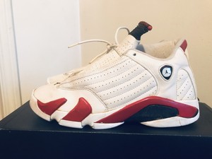 2005 jóvenes Nike Air Jordan Xiv 14 Candy Cane Rojo Blanco Talla 7Y Usado  Raro Original | eBay